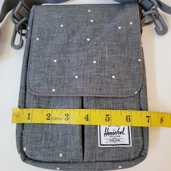Herschel Pender Unisex Crossbody Bag - Gray with White Polka Dots - Picture 10 of 12